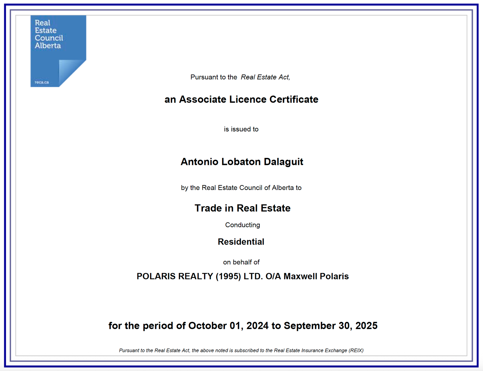 lic certificate
